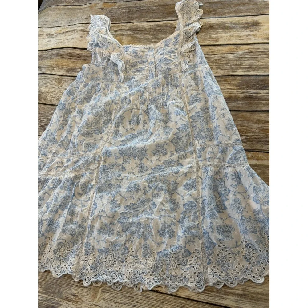 Rachel Ashwell Sz‎ M Blue Floral Cotton Nighte Cottagecore Coquette Girly